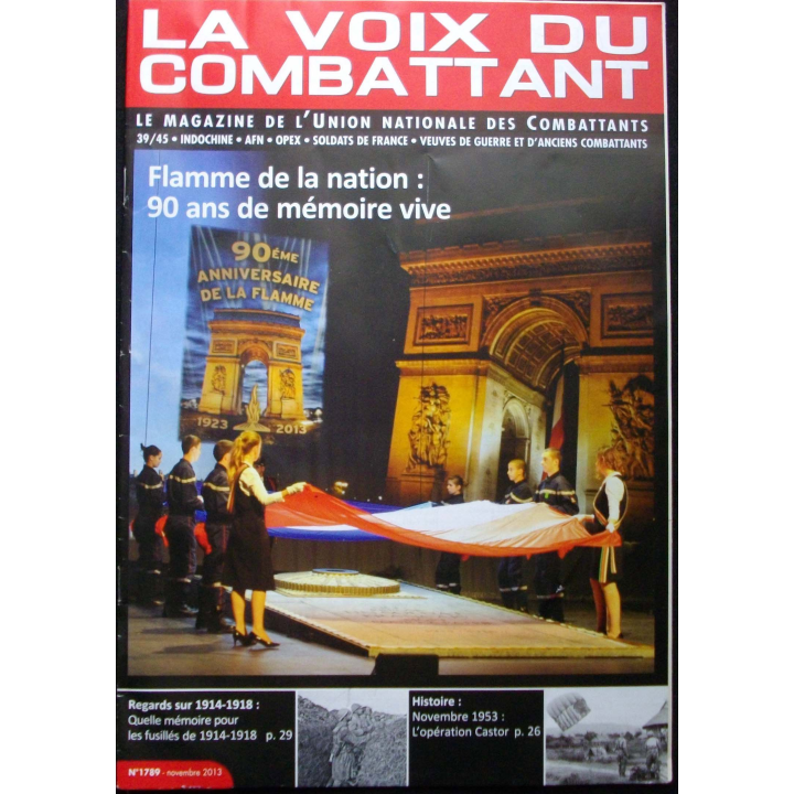 LA VOIX DU COMBATTANT N°1789 Novembre 2013 : magazine de l'UNC