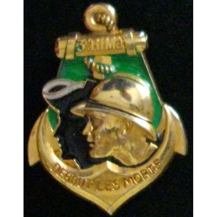 insigne du 3° régiment d'infanterie de marine debout les morts Boussemart H. 398