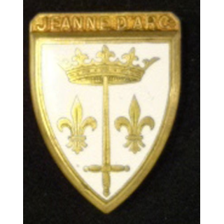 Insigne métallique du croiseur Jeanne d'Arc de fabrication Courtois