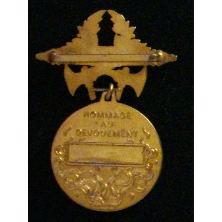 Médaille des pompiers avec une bélière à deux haches