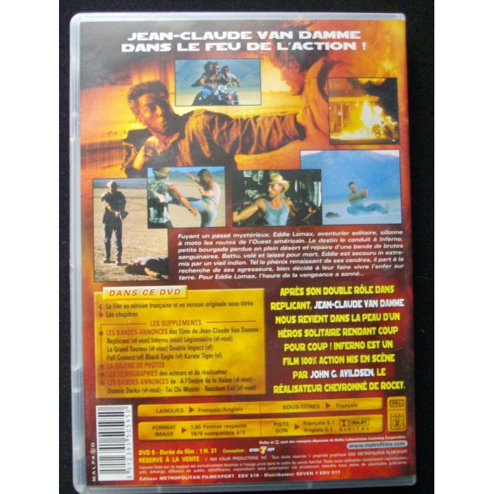 DVD intitulé "  Inferno " film avec Van Damme