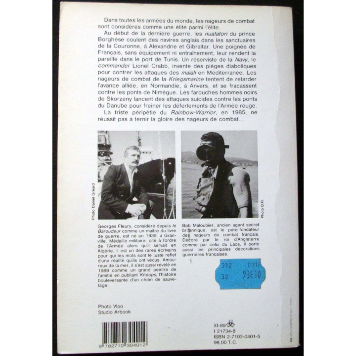 Nageurs de combat écrit par Georges Fleury et Bob Maloubier aux éditions de la table ronde 1989 broché