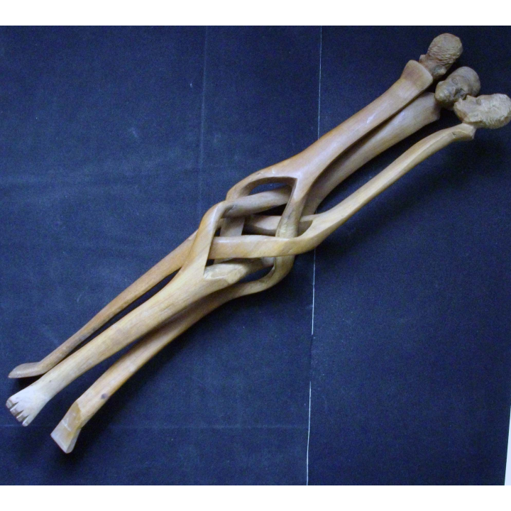 Magnifique support en bois sculpté de plateau de 33 cm de hauteur lorsqu'il est ouvert