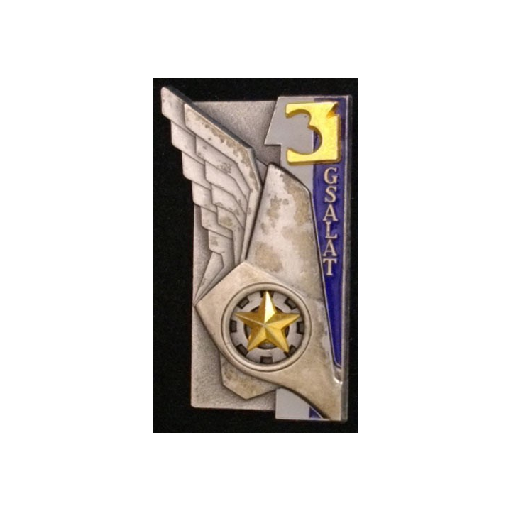 3° GSALAT : insigne du 3° groupe de soutien de l'aviation légère de l'armée de terre de fabrication Delsart G. 2583 1 gris