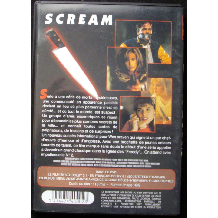 DVD intitulé " Scream " film de Wes Craven