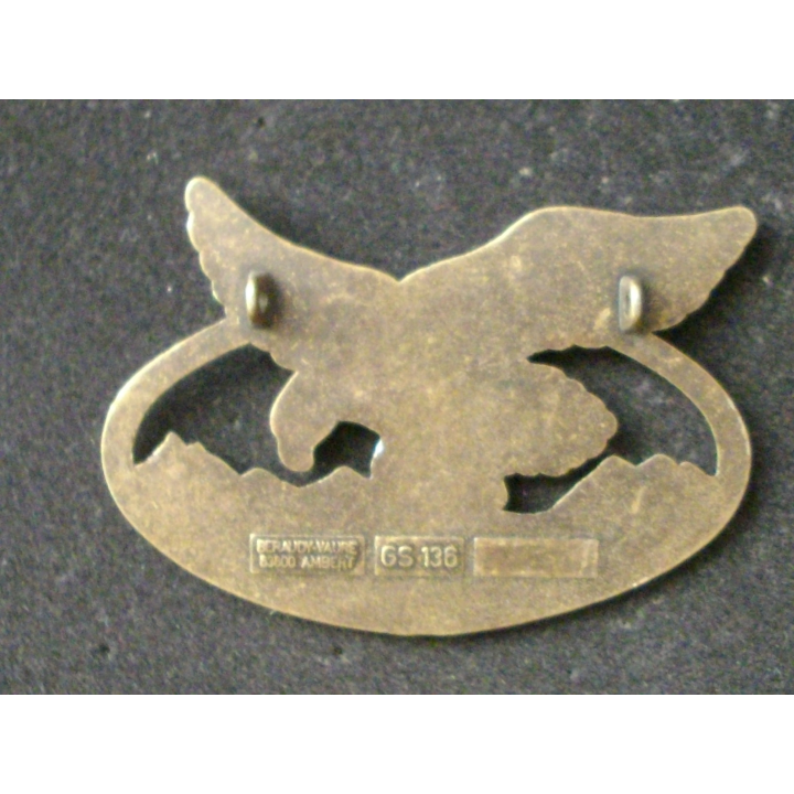 Insigne métallique de brevet d'alpiniste ou de skieur militaire de fabrication Béraudy Vaure GS. 136