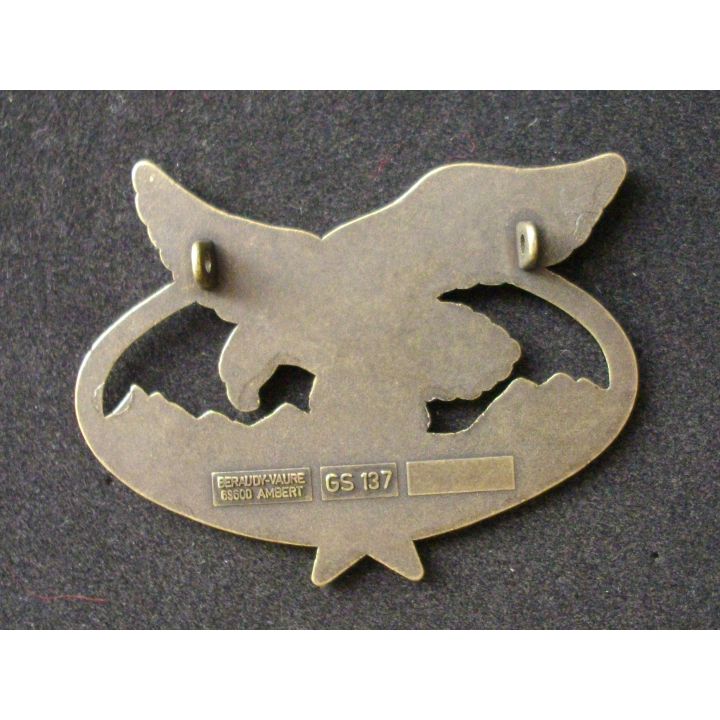 Insigne métallique de brevet d'alpiniste ou de skieur militaire avec étoile de fabrication Béraudy Vaure GS. 137