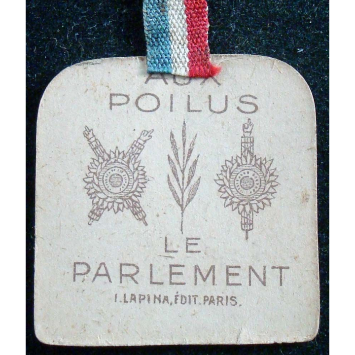 Insigne cartonné sur la journée du poilu 31 octobre 1° novembre 1915