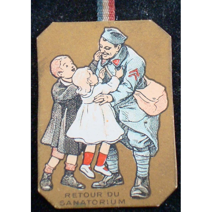 JOURNEE 1914 - 1918  :  insigne cartonné de la journée nationale des tuberculeux anciens militaires de la guerre 1914 - 1917