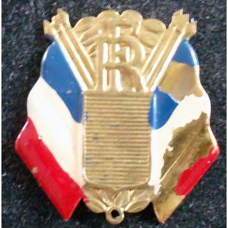 JOURNEE 1939 - 1945  :  breloque en métal embouti de la libération peinte avec éclats