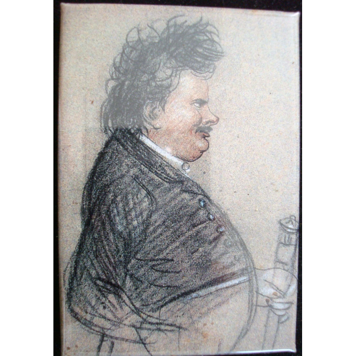 Magnet frigo représentant Balzac caricaturé par Bazin