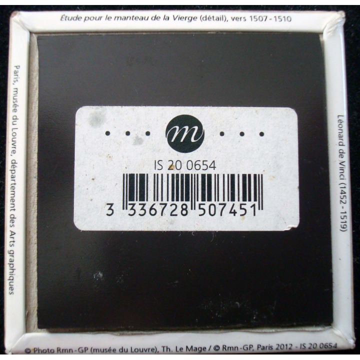 Magnet frigo représentant une étude pour le manteau de la Vierge de Léonard de Vinci musée du Louvre