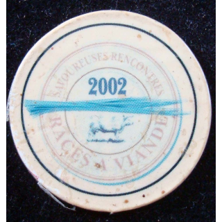 Magnet frigo représentant un tampon des savoureuses rencontres de races à viandes 2002