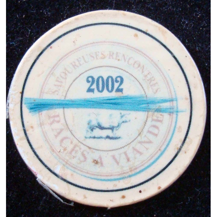 Magnet frigo représentant un tampon des savoureuses rencontres de races à viandes 2002