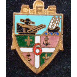 6° groupe d'artillerie de marine CFS de fabrication Drago G. 2006 sans attache en émail