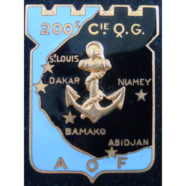 200° compagnie de quartier général en Afrique occidentale française Drago G. 1585 en émail