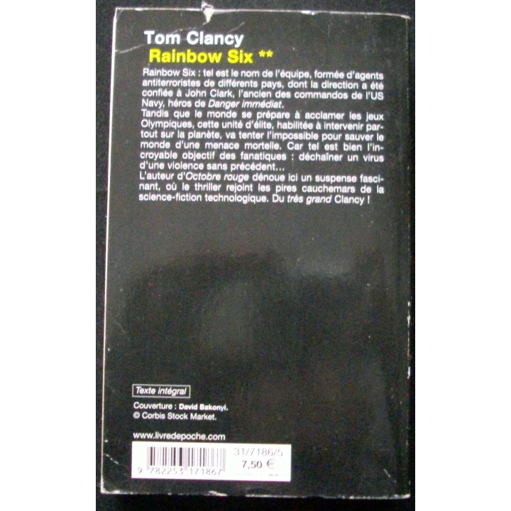 LIVRE : roman policier "Rainbow Six" tome 2 de Tom Clancy aux Editions Le livre de Poche