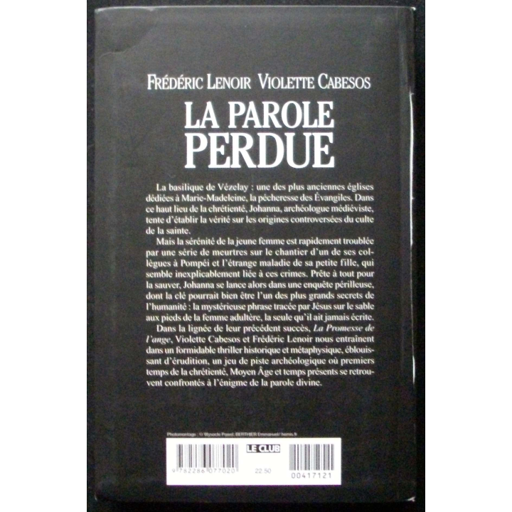 LIVRE : roman "La parole perdue" de Frédéric Lenoir et Violette Cabesos aux éditions Le Club