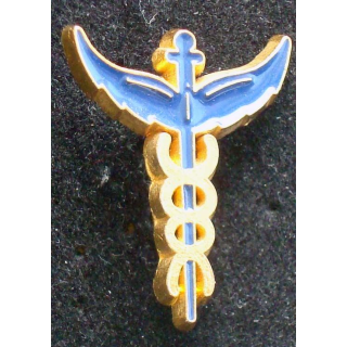Pin's santé : pin's du caducée de la santé de hauteur 2,4 cm et couleur bleue