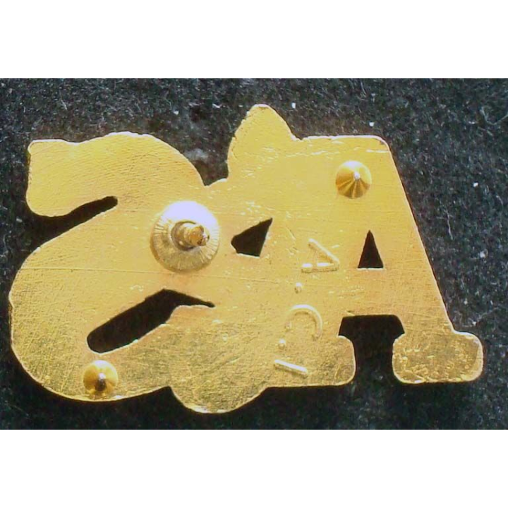 Pin's santé : pin's AS (auxiliaire de santé ?) de largeur 2,5 cm de couleur rouge et bleue