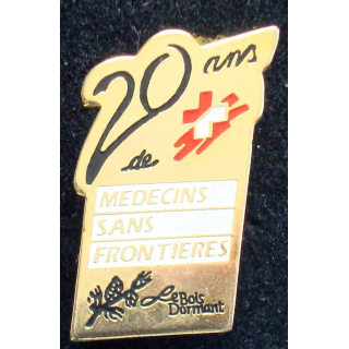 Pin's santé : pin's des 20 ans de l'association Médecins sans frontières de hauteur 3cm