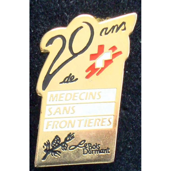 Pin's santé : pin's des 20 ans de l'association Médecins sans frontières de hauteur 3cm