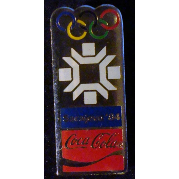 Pin's Coca Cola : pin's publicitaire de Coca Cola des jeux olympiques d'hiver de Sarajevo en 1984