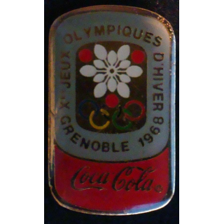 Pin's Coca Cola : pin's publicitaire de Coca Cola des jeux olympiques d'hiver de Grenoble en 1968