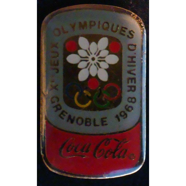 Pin's Coca Cola : pin's publicitaire de Coca Cola des jeux olympiques d'hiver de Grenoble en 1968