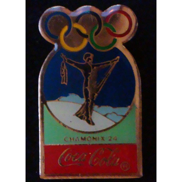Pin's Coca Cola des jeux olympiques de Chamonix en 1924 de fabrication Premier Taïwan