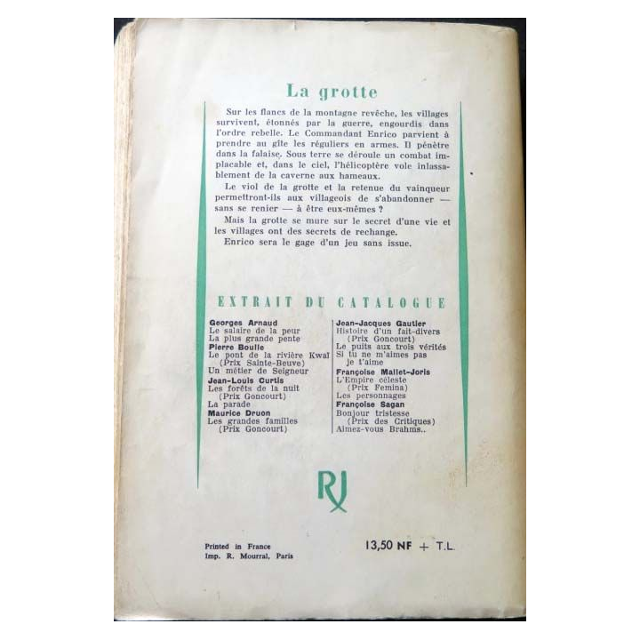 HISTOIRE MILITAIRE : Livre La grotte écrit par Georges Buis aux éditions Julliard