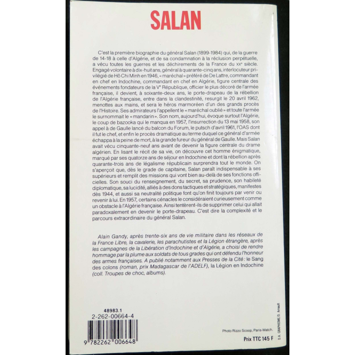 HISTOIRE MILITAIRE : Livre Salan écrit par Alain Gandy aux éditions Perrin