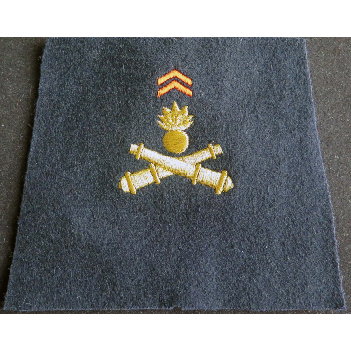 FOURREAU : fourreau d'épaule du service géographique des armées non cousu de forme trapézoïdal en fil doré