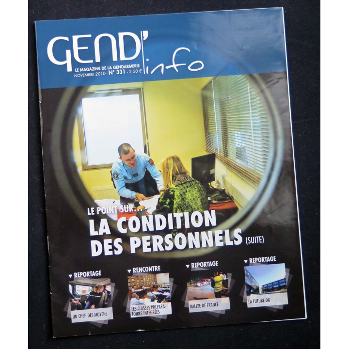 Gend Info n° 331 de novembre 2010 sur la condition des personnels