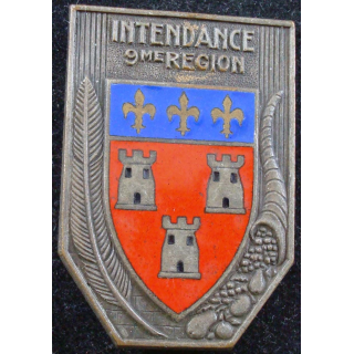 INTENDANCE 9° RM de fabrication Drago rue Béranger en émail épingle coupée