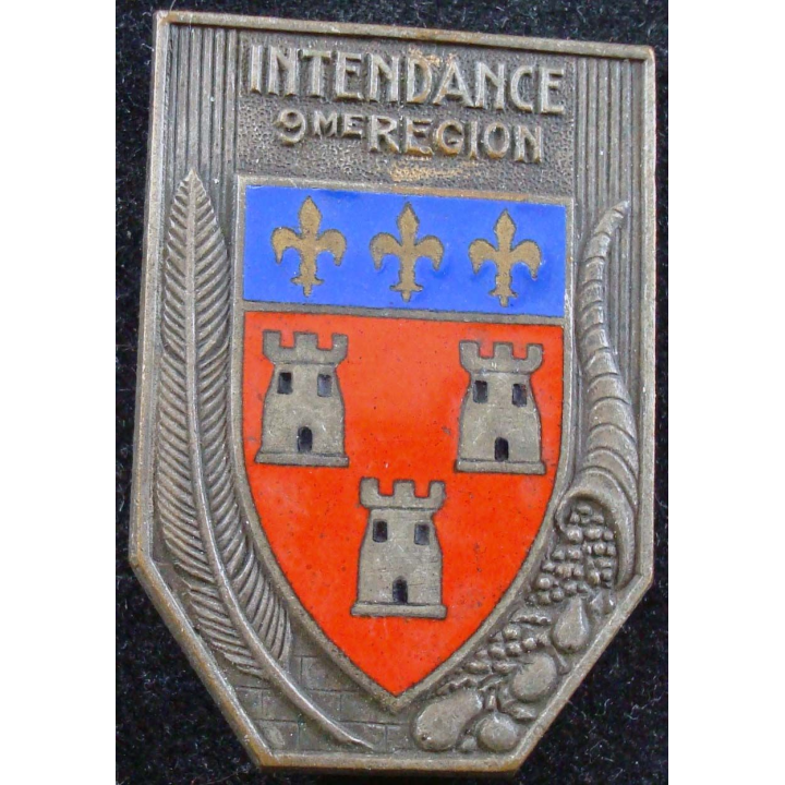 INTENDANCE 9° RM de fabrication Drago rue Béranger en émail épingle coupée