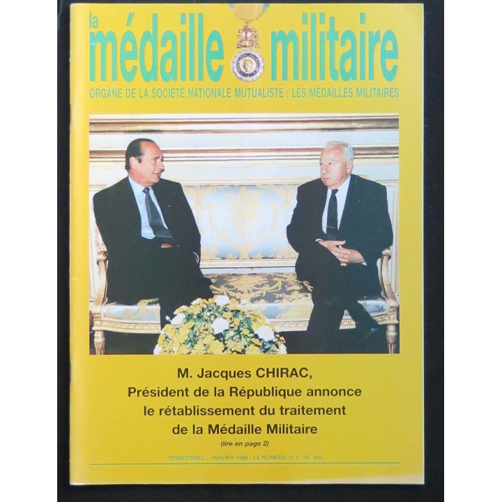 MEDAILLE MILITAIRE : revue des médaillers militaires n° 489 de Janvier 1996