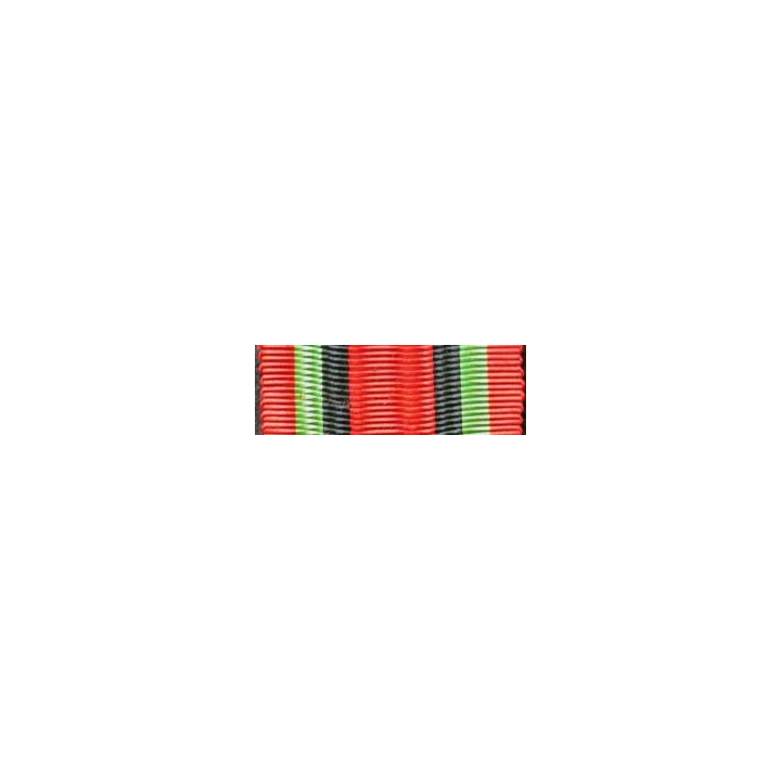 INCONNU : Ce ruban est de couleur rouge avec deux bandes noires et vertes