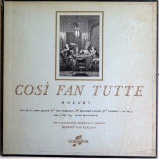 DISQUE 33T : Coffret de 3 disques vinyles 33 tours de Mozart Cosi Fan Tutte Herbert Von Karajan