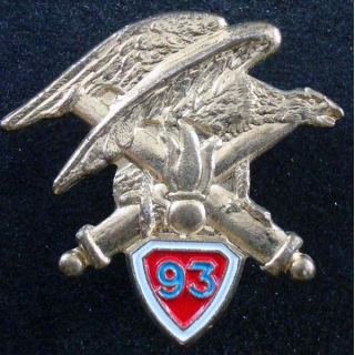 93° RAM : insigne métallique du 93° régiment d'artillerie de montagne sans nom de fabricant