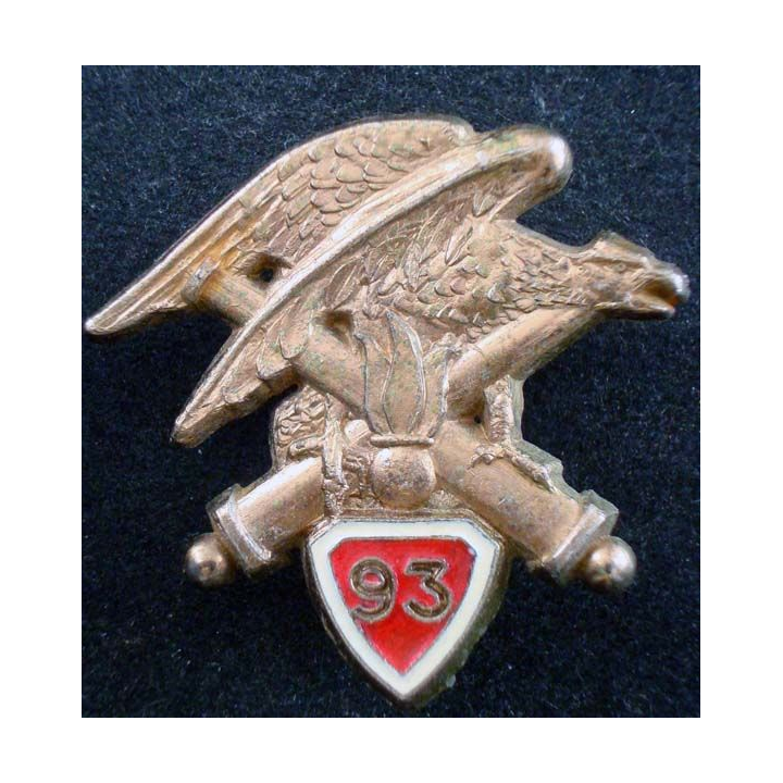 93° RAM : insigne métallique du 93° régiment d'artillerie de montagne de fabrication Delsart H.324