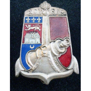 201° RAC : insigne métallique du 201° régiment d'artillerie coloniale de fabrication Drago Béranger en émail violet translucide