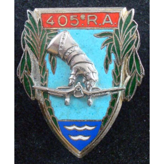 405° RA : insigne métallique du 405° régiment d'artillerie de fabrication Drago H. 320 en émail