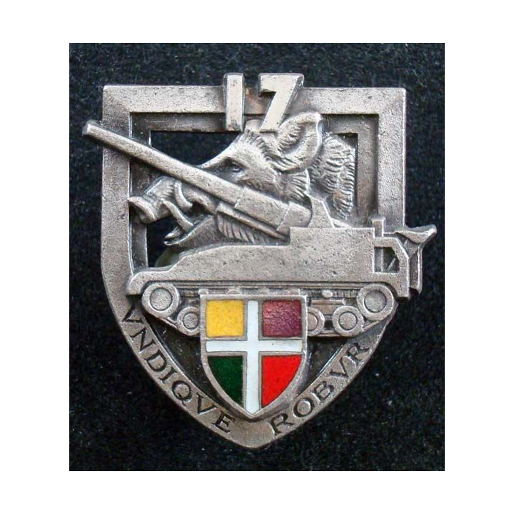 17° RA : insigne métallique du 1° groupe du 17° régiment d'artillerie de fabrication Drago G. 964 en émail