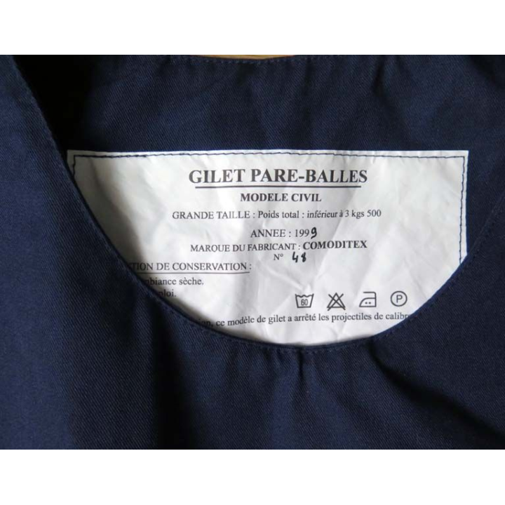 MILITARIA : gilet pare balles sans les plaques de kevlar 1999 réalisé Comoditex grande taille