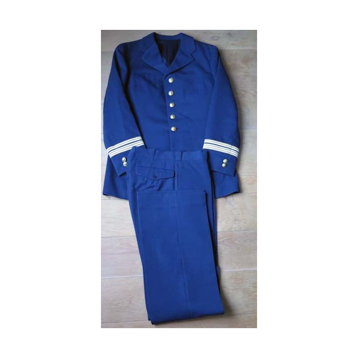 MILITARIA : tenue bleue de l'Ecole militaire Interarme EMIA de Coetquidan comprenant veste et pantalon