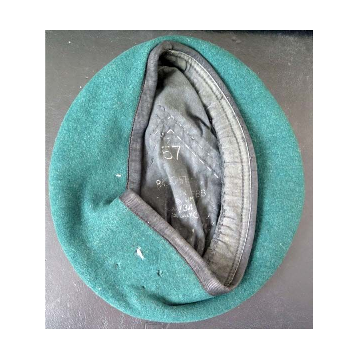 MILITARIA : béret vert des commandos royal marines de l'armée anglaise fabriqué par Webb de taille 57 