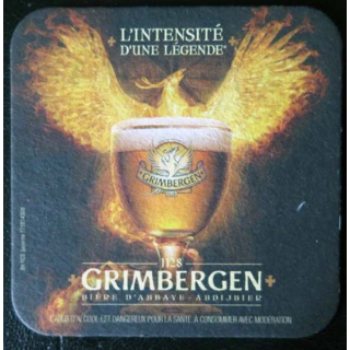 DESSOUS DE VERRE A BIÈRE : Dessous de verre à bière Grimbergen l'intensité d'une légende 9,3 x 9,3 cm