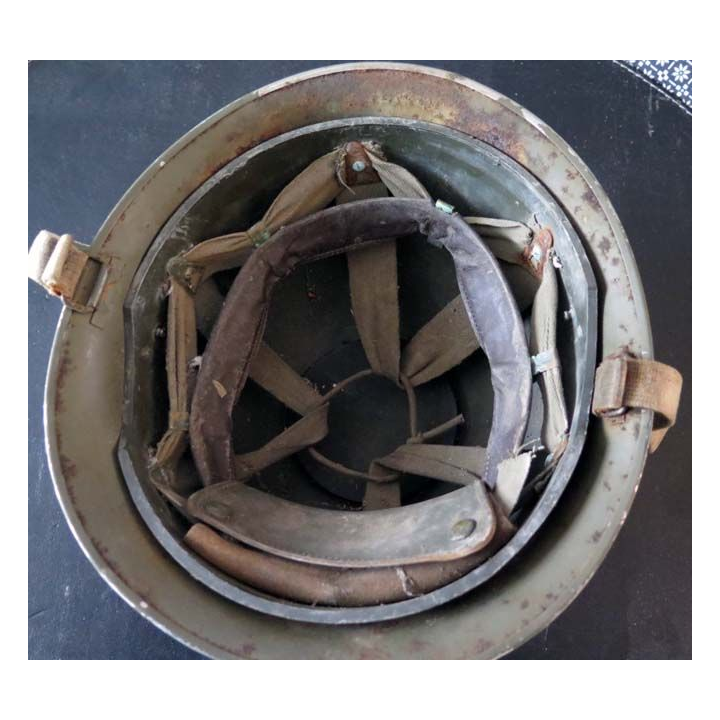MILITARIA : Casque modèle 51 avec son sous casque de chars 