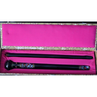 ANTIQUITES : canne chinoise émaillée de 90 cm dans son coffret